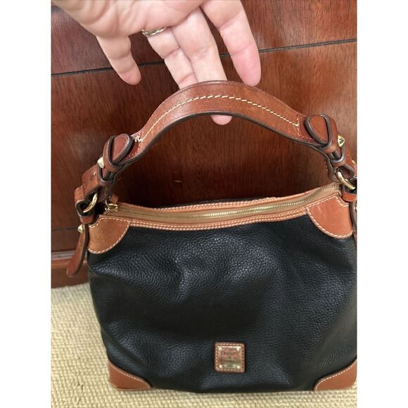 Dooney & Bourke Hobo Bag Black and Brown Pebbled Leather J8616963 - Picture 10 of 15